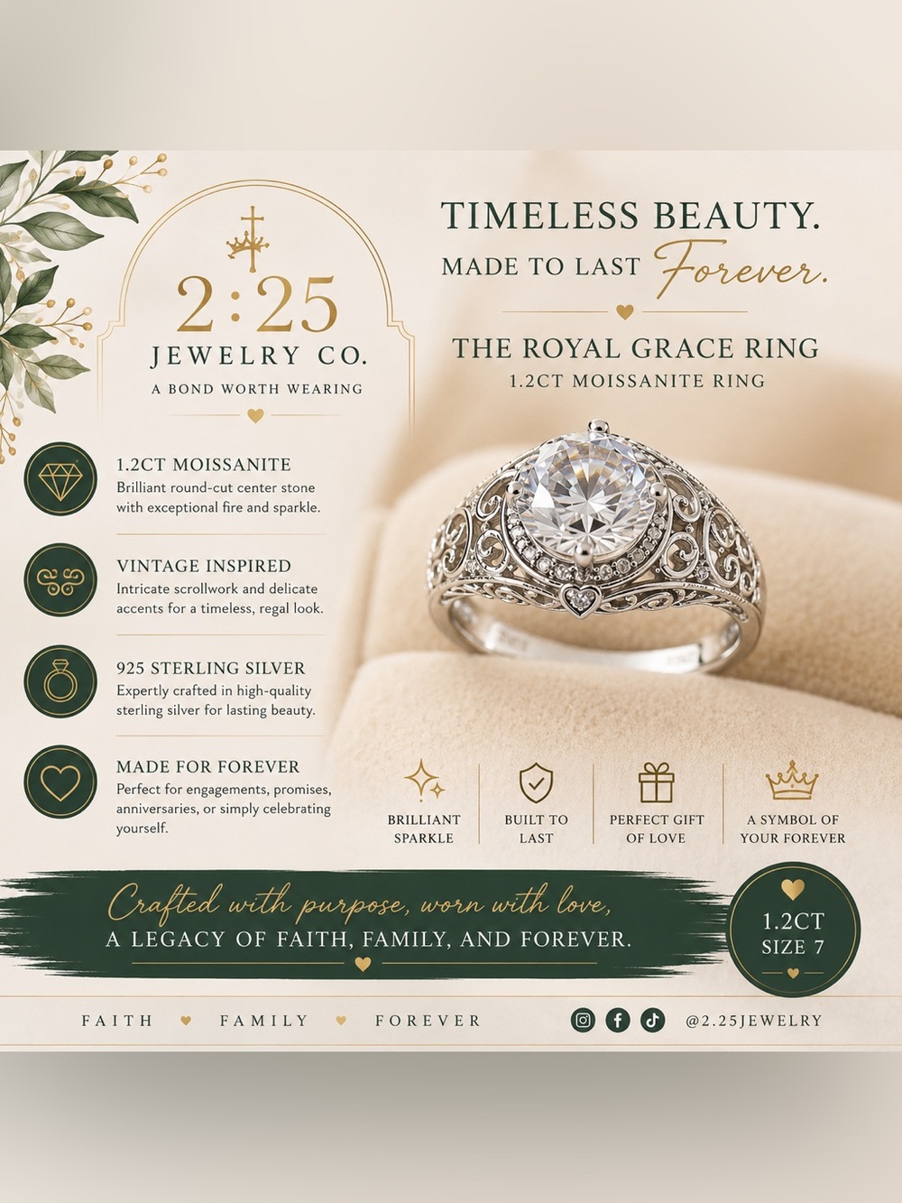 1.2ct Royal Grace Moissanite Ring